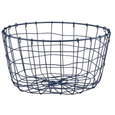 Metall Drahtkorb, rund, 2er Set, 30x30x16/35x35x18cm, blau