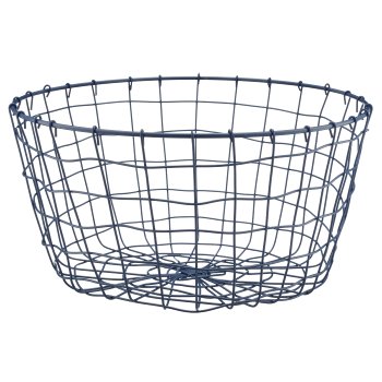 Metall Drahtkorb, rund, 2er Set, 30x30x16/35x35x18cm, blau