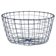 Metall Drahtkorb, rund, 2er Set, 30x30x16/35x35x18cm, blau