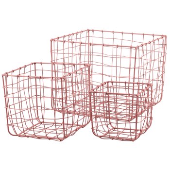 Metall Drahtkorb, quadratisch, 3er Set, 15x15x15/20x20x20/31x31x30cm,