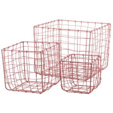 Metall Drahtkorb, quadratisch, 3er Set, 15x15x15/20x20x20/31x31x30cm,