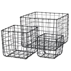 Metall Drahtkorb, quadratisch, 3er Set, 15x15x15/20x20x20/31x31x30cm,