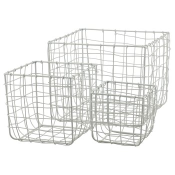 Metall Drahtkorb, quadratisch, 3er Set, 15x15x15/20x20x20/31x31x30cm,