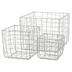 Metall Drahtkorb, quadratisch, 3er Set, 15x15x15/20x20x20/31x31x30cm,