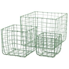 Metall Drahtkorb, quadratisch, 3er Set, 15x15x15/20x20x20/31x31x30cm,