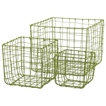Metall Drahtkorb, quadratisch, 3er Set, 15x15x15/20x20x20/31x31x30cm,