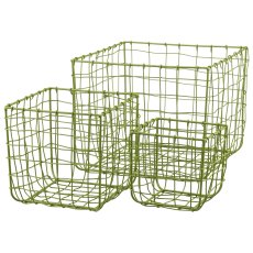Metall Drahtkorb, quadratisch, 3er Set, 15x15x15/20x20x20/31x31x30cm,