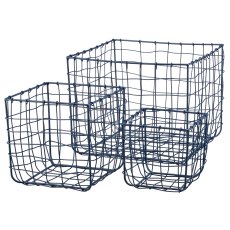 Metall Drahtkorb, quadratisch, 3er Set, 15x15x15/20x20x20/31x31x30cm,