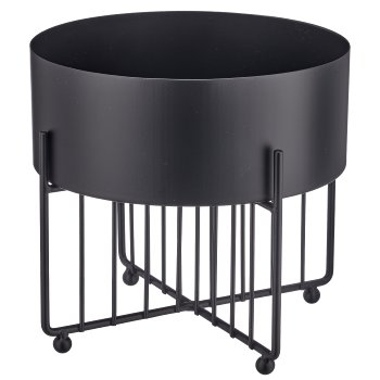 Metal frame with planter, round, 18x18x16cm, black, Lepuro