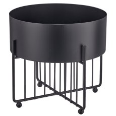 Metal frame with planter, round, 18x18x16cm, black, Lepuro