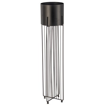 Metallgestell mit Pflanzgefäß, rund, KD packing, 18x16x80cm, schwarz, Lepuro