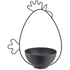 Metallgestell Huhn mit Schale, 28x16x33cm, schwarz