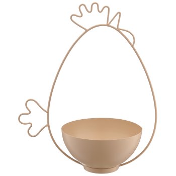 Metallgestell Huhn mit Schale, 28x16x33cm, beige