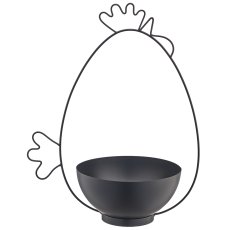 Metallgestell Huhn mit Schale, 33x20x42cm, schwarz