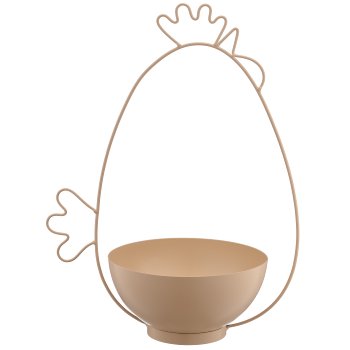 Metallgestell Huhn mit Schale, 33x20x42cm, beige