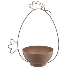 Metallgestell Huhn mit Schale, 33x20x42cm, mandel