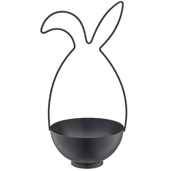 Metallgestell Hase mit Schale, 17x17x36cm, schwarz