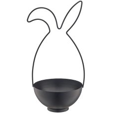 Metallgestell Hase mit Schale, 17x17x36cm, schwarz