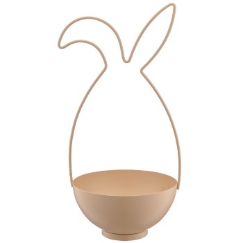 Metallgestell Hase mit Schale, 17x17x36cm, beige