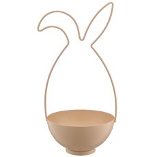 Metallgestell Hase mit Schale, 17x17x36cm, beige