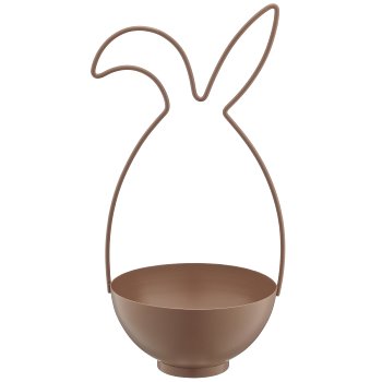 Metallgestell Hase mit Schale, 17x17x36cm, mandel