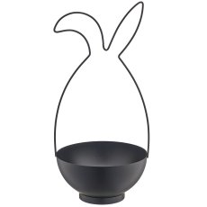 Metallgestell Hase mit Schale, 21x20x44cm, schwarz