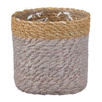 Jute planter w.PVC insert KALKUTTA, 12x12cm, Anthracite