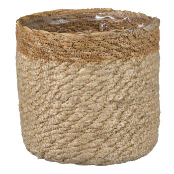 Jute Planter w.PVC Insert KALKUTTA, 12x12cm, Beige
