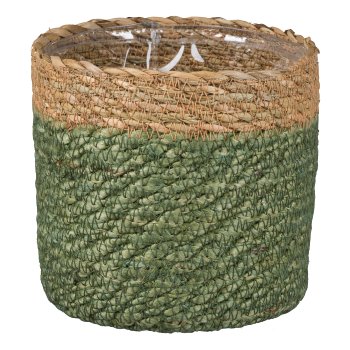 Jute Planter w.PVC Insert KALKUTTA, 12x12cm, Green