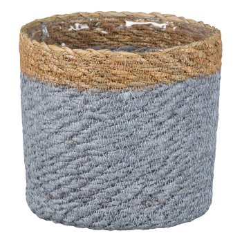 Jute Planter w.PVC Insert KALKUTTA, 14x14cm, Grey