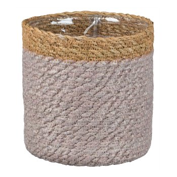 Jute Planter w.PVC Insert KALKUTTA, 14x14cm, Anthracite
