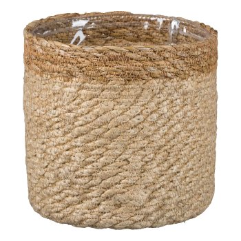 Jute Übertopf m.PVC Einsatz KALKUTTA, 14x14cm, Beige