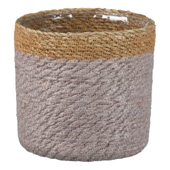 Jute Übertopf m.PVC Einsatz KALKUTTA, 16x16cm, Anthrazit