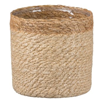 Jute Planter w.PVC Insert KALKUTTA, 16x16cm, Beige