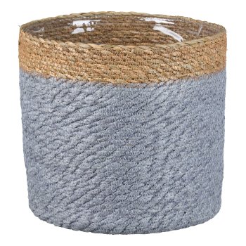 Jute Übertopf m.PVC Einsatz KALKUTTA, 20x20cm, Grau