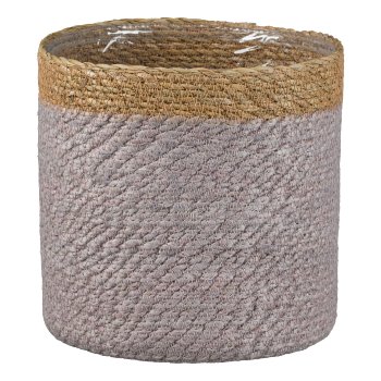 Jute planter w.PVC insert KALKUTTA, 20x20cm, Anthracite