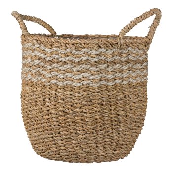 Sea grass Basket with handles, set of 3 HALF MOON, 25x24/30x27/35x30cm, natural