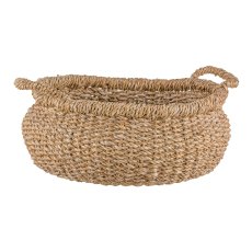 Seagrass baskets flat, 27x28x14/33x30x16/40x35x18cm, set of 3, natural