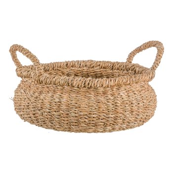 Seagrass baskets flat, 27x28x14/33x30x16/40x35x18cm, set of 3, natural
