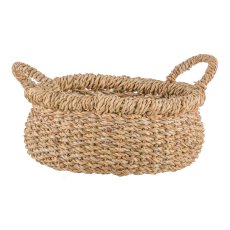 Seagrass baskets flat, 27x28x14/33x30x16/40x35x18cm, set of 3, natural