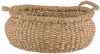 Seagrass baskets flat, 27x28x14/33x30x16/40x35x18cm, set of 3, natural