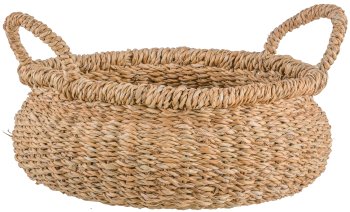 Seagrass baskets flat, 27x28x14/33x30x16/40x35x18cm, set of 3, natural