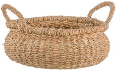 Seagrass baskets flat, 27x28x14/33x30x16/40x35x18cm, set of 3, natural