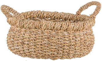 Seagrass baskets flat, 27x28x14/33x30x16/40x35x18cm, set of 3, natural