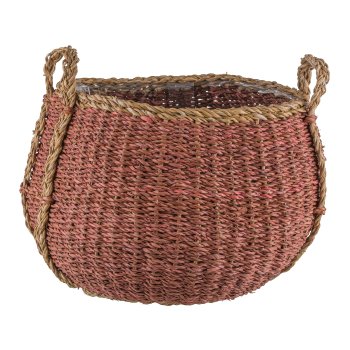 Seegras Körbe bauchig, 18x26x20/27x37x27cm, 2er Set, walnuss
