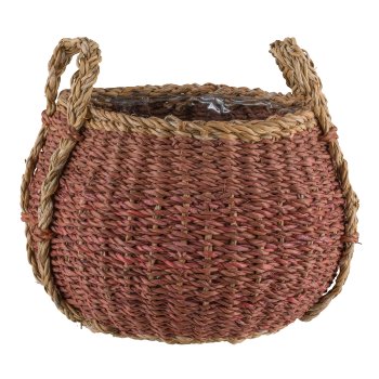 Seegras Körbe bauchig, 18x26x20/27x37x27cm, 2er Set, walnuss