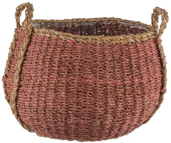 Seegras Körbe bauchig, 18x26x20/27x37x27cm, 2er Set, walnuss