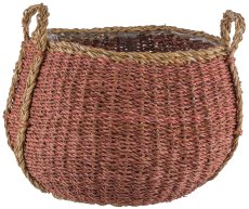 Seegras Körbe bauchig, 18x26x20/27x37x27cm, 2er Set, walnuss