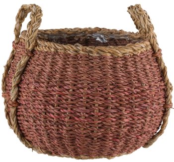 Seegras Körbe bauchig, 18x26x20/27x37x27cm, 2er Set, walnuss