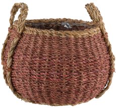 Seegras Körbe bauchig, 18x26x20/27x37x27cm, 2er Set, walnuss